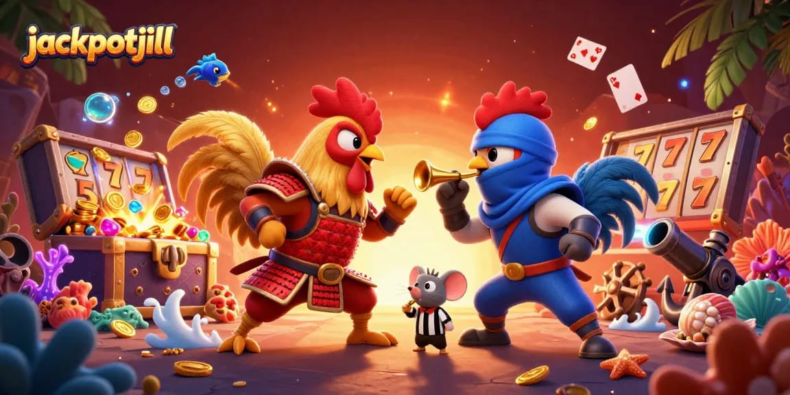 Experience thrilling gameplay with jackpotjill's exciting slots and carnival-themed roosters.