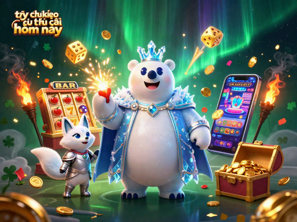 Place bets with tỷ lệ kèo nhà cái hôm nay in a vibrant, action-packed casino scene illustrated.