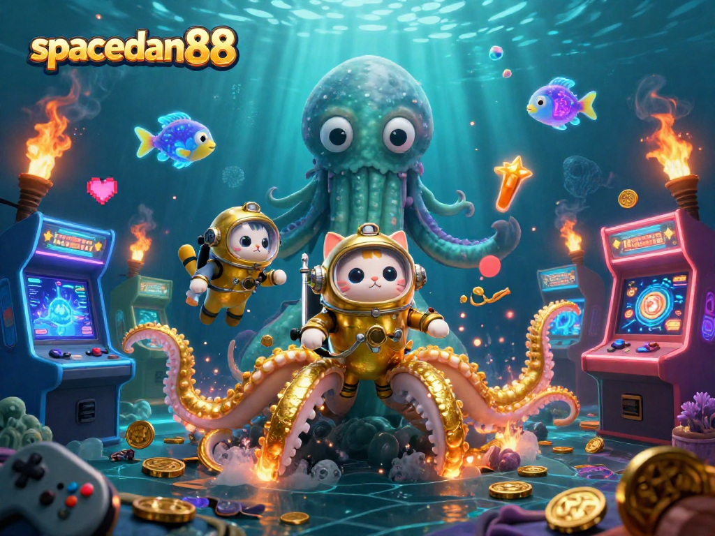 Experience the immersive action of spaceman88 amidst vibrant casino-themed underwater adventure.