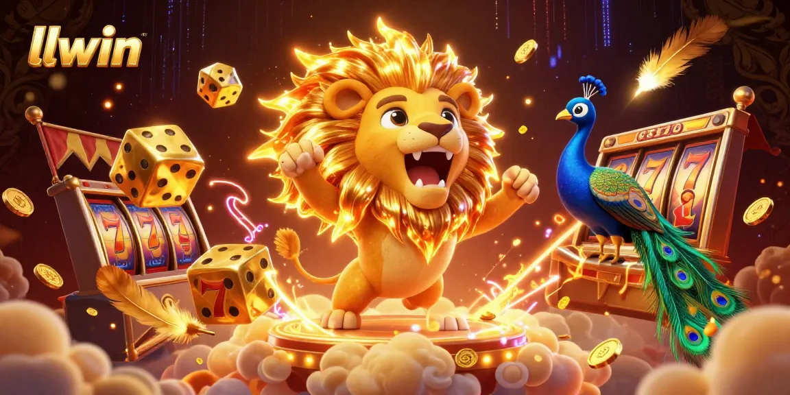 Experience exhilarating gaming action at llwin with a vibrant illustration of a lion and cosmic elements.