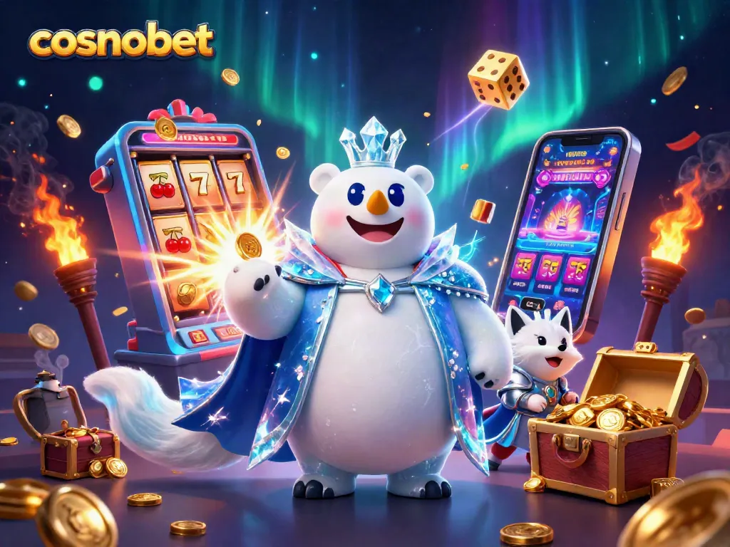Experience the jackpot frenzy with cosmobet's vibrant casino scene featuring a bear and fox.