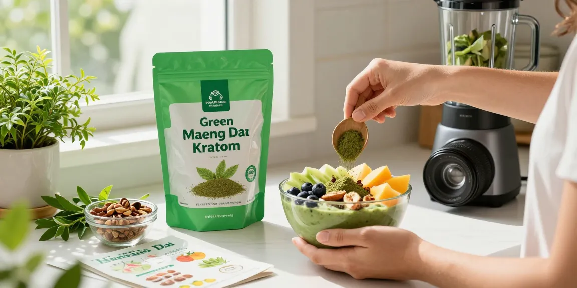 Explore the benefits of Green Maeng Da Kratom at www.behappygoleafy.com/green-maeng-da-kratom in a vibrant wellness scene.
