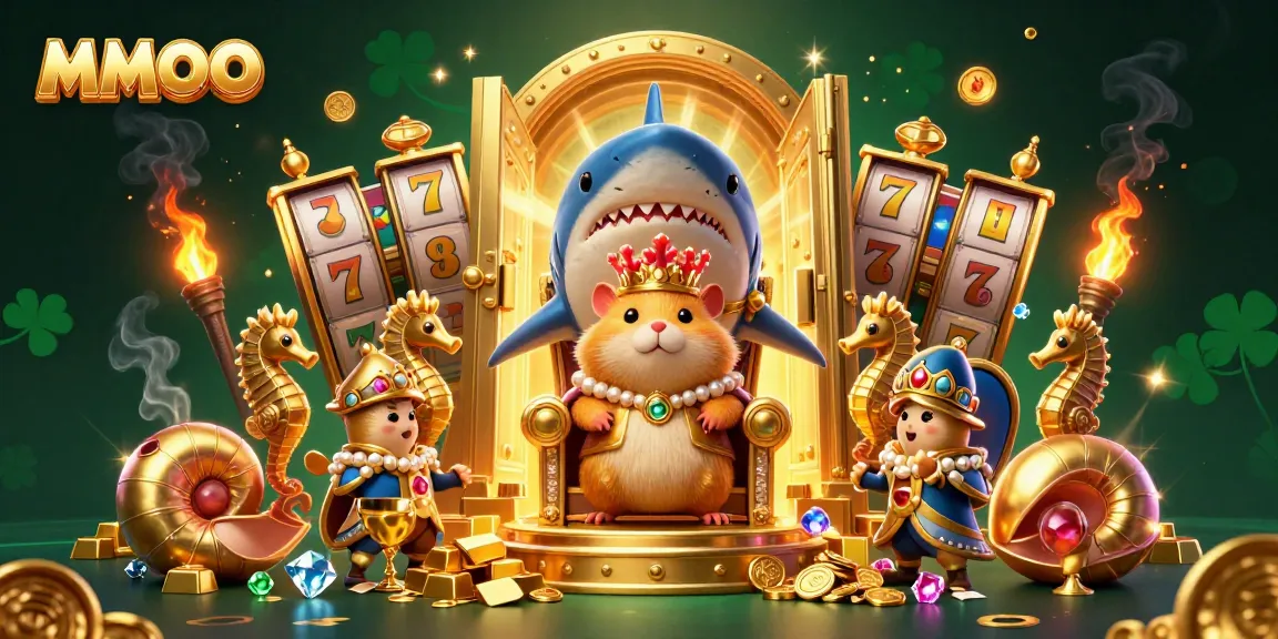 MMOO elevates your game with vibrant casino-themed 3D illustration featuring a golden hamster king.